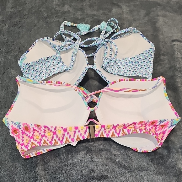 Victoria's Secret (2) Pink and Blue Bikini Tops with Adjustable Straps - Picture 3 of 6